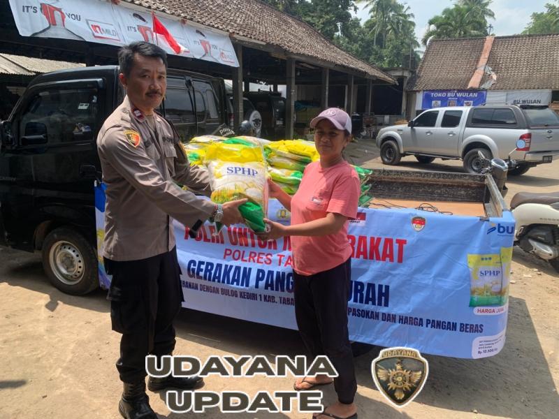 Polsek Marga Salurkan Pangan Beras SPHP Murah Untuk Warga Masyarakat
