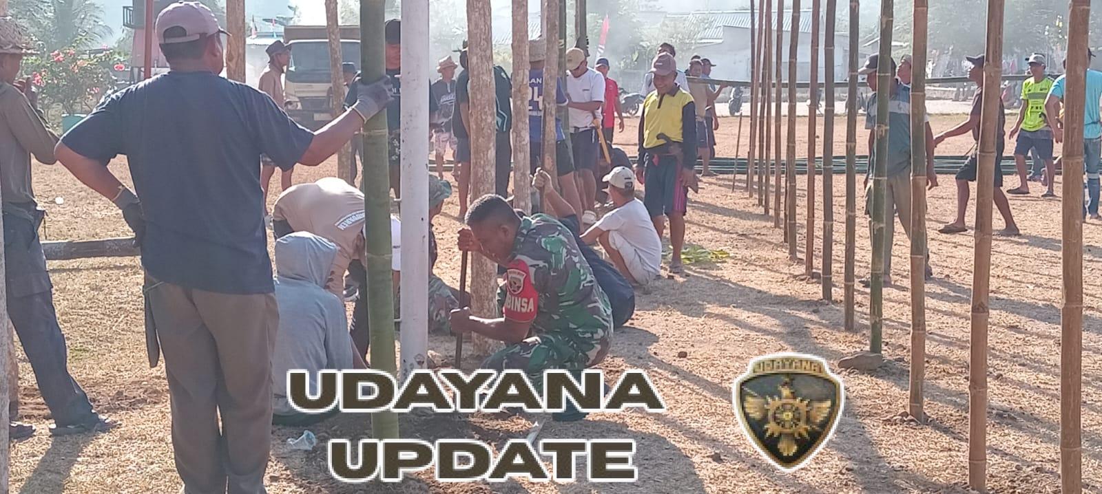 Koramil 1628-02/Sekongkang Bersama Warga Gotong Royong Siapkan MTQ Tingkat Kabupaten