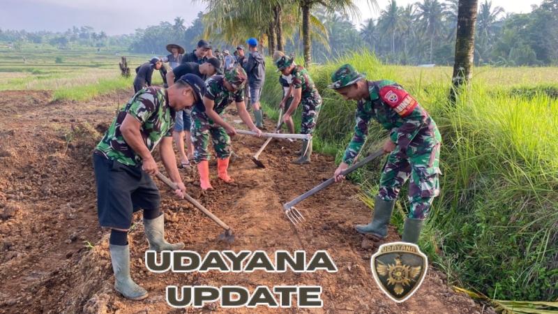 Dukung Kelancaran Distribusi Hasil Pertanian, Kodim 1626/Bangli Perbaiki Jalan Usaha Tani