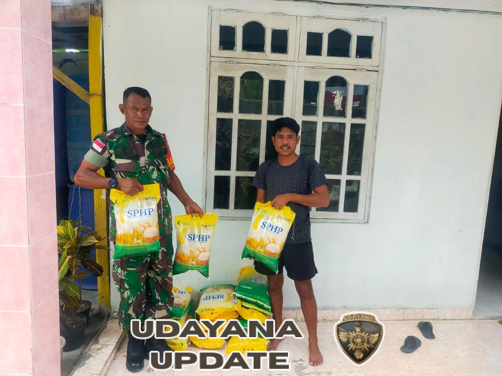 Babinsa Koramil 1627-01/Baa Salurkan 100 Karung Beras SPHP di Desa Baadale