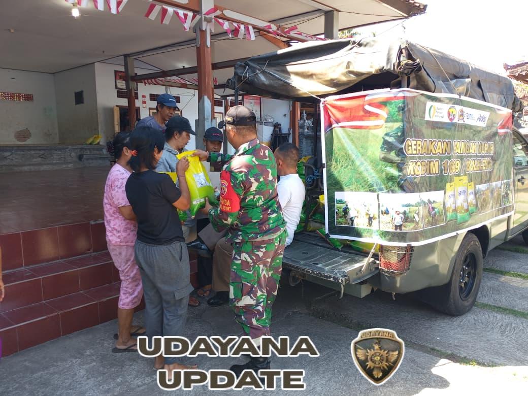 Babinsa Kawal Distribusi Beras, Gerakan Pangan Murah Kodim 1609/Buleleng Berjalan Lancar