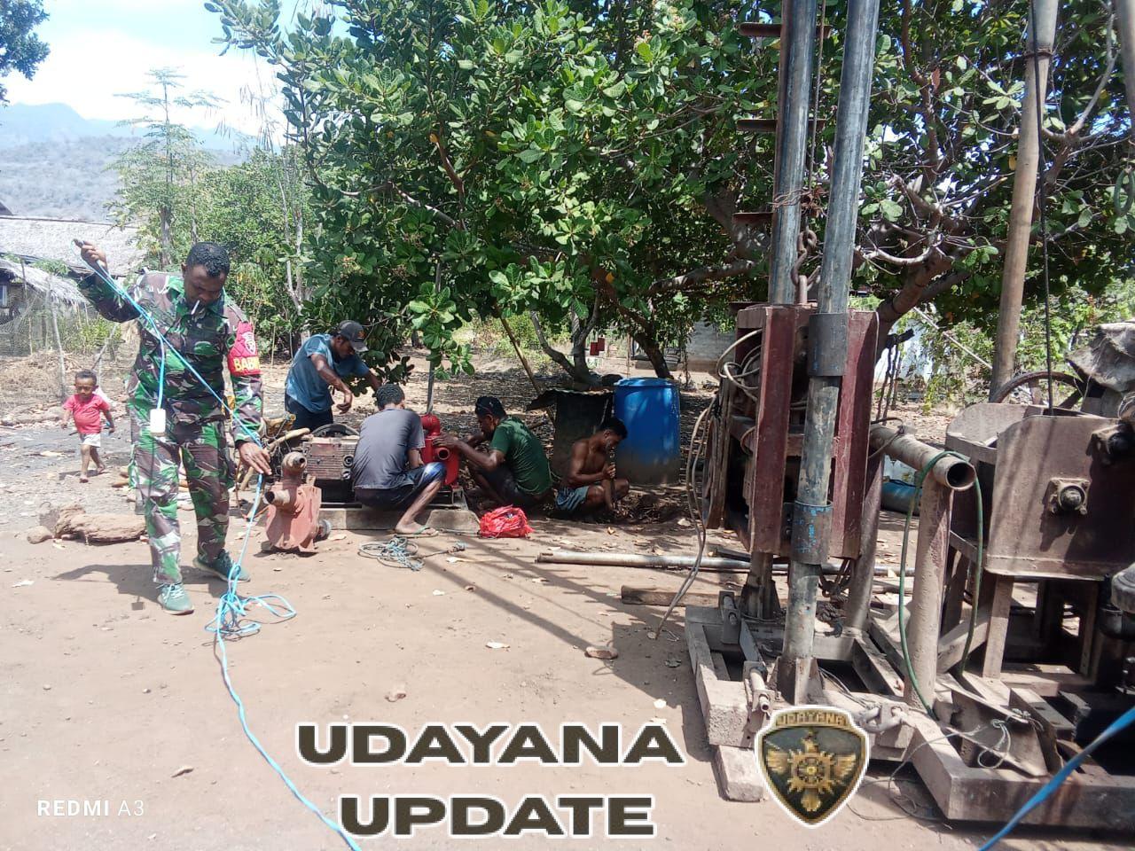 Gotong Royong Warga Mausamang Wujudkan Pengeboran Air Bersih Bersama Babinsa