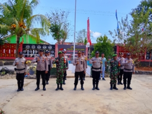 Babinsa Koramil 02/PB dan Polsek Pantai Baru Laksanakan Koordinasi Mitigasi Kerawanan Wilayah