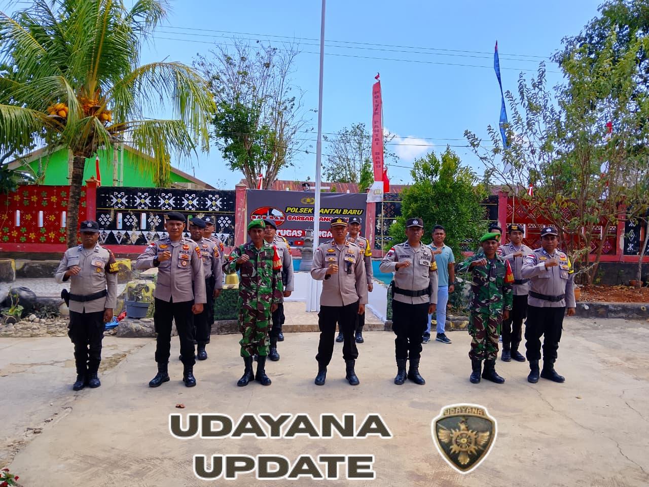 Babinsa Koramil 02/PB dan Polsek Pantai Baru Laksanakan Koordinasi Mitigasi Kerawanan Wilayah