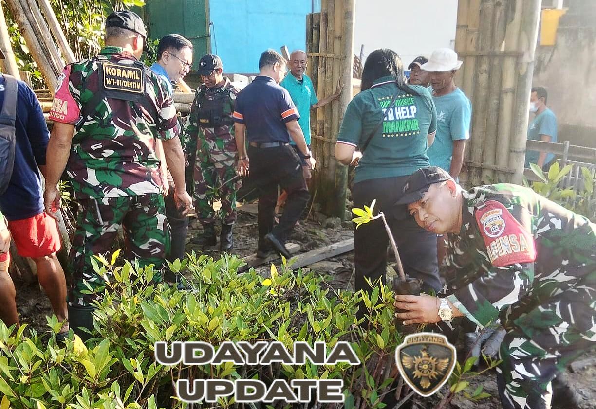 Penanaman Mangrove, Kodim 1611/Badung dan PT. QNET Indonesia Jaga Lingkungan