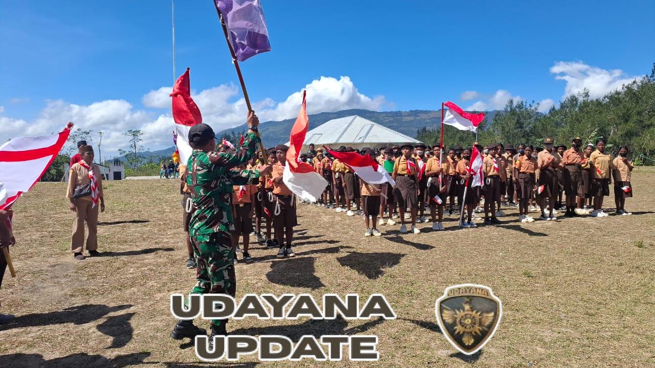 Yakinkan Acara Aman, Satgas Pos Fohuk dan Lakmars Turut Serta Upacara Hari Pramuka Siswa Sekolah Sekecamatan Lamaknen Selatan