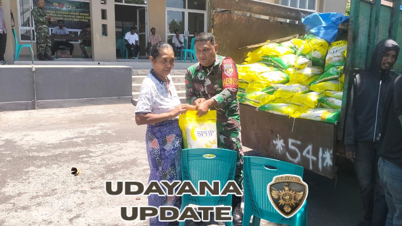 Sambut HUT TNI ke-80, Kodim 1624/Flotim Distribusikan Beras Murah di Kecamatan Ile Boleng