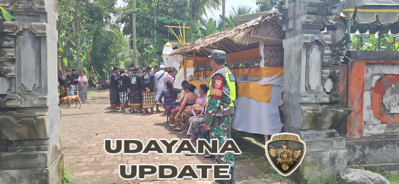 Sinergi Babinsa dan Bhabinkamtibmas Jaga Ketertiban Upacara Pitra Yadnya di Payangan