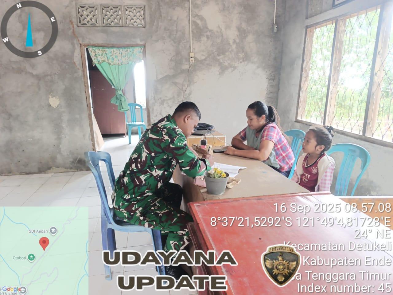 Babinsa Koramil Maurole Laksanakan Puldatater di Kantor Desa Kebesani