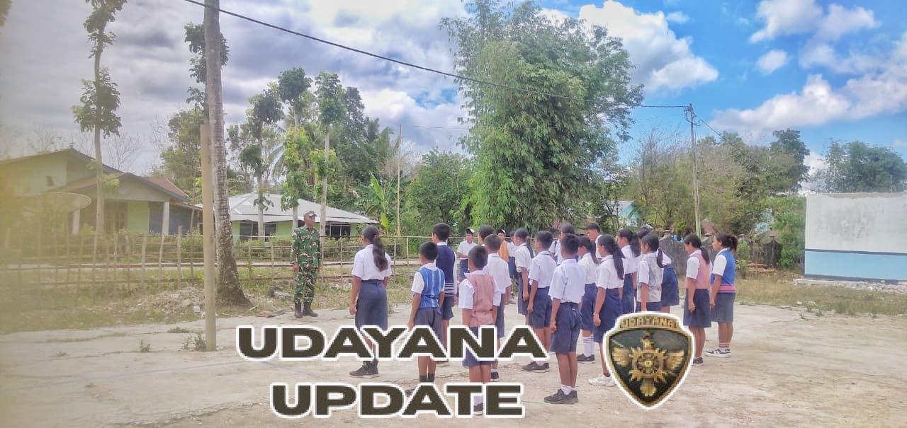 Serka Andreas Tapenu Bina Disiplin Siswa Lewa Lewat Latihan PBB