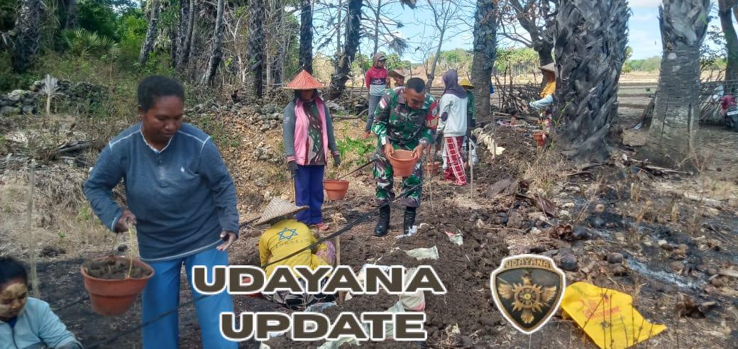 Babinsa dan Warga Desa Lekunik Bersinergi Bangun Saluran Irigasi dari Dana Desa