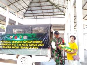 HUT ke-80 TNI, Kodim 1609/Buleleng Salurkan 1,5 Ton Beras Murah di Seririt