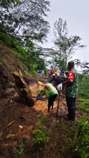 Berikan bantuan kepada Warga yang tertimpa longsor, Dandim 1623/Karangasem tinjau lokasi tanah longsor.