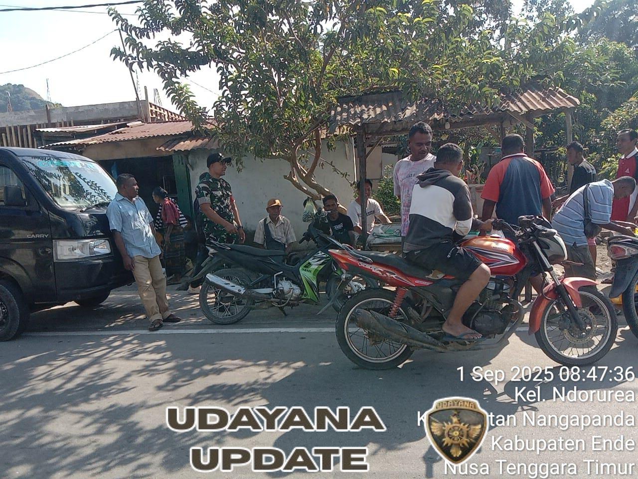 Tingkatkan Keamanan Wilayah, Babinsa Koramil Ende Lakukan Monitoring dan Komsos