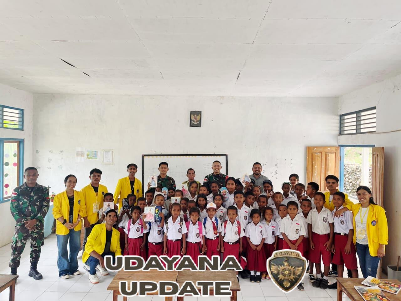 Satgas Pos Auren Bersama Mahasiswa KKN Kerjasama Berikan Materi Wawasan Kebangsaan di SD Inpres Auren