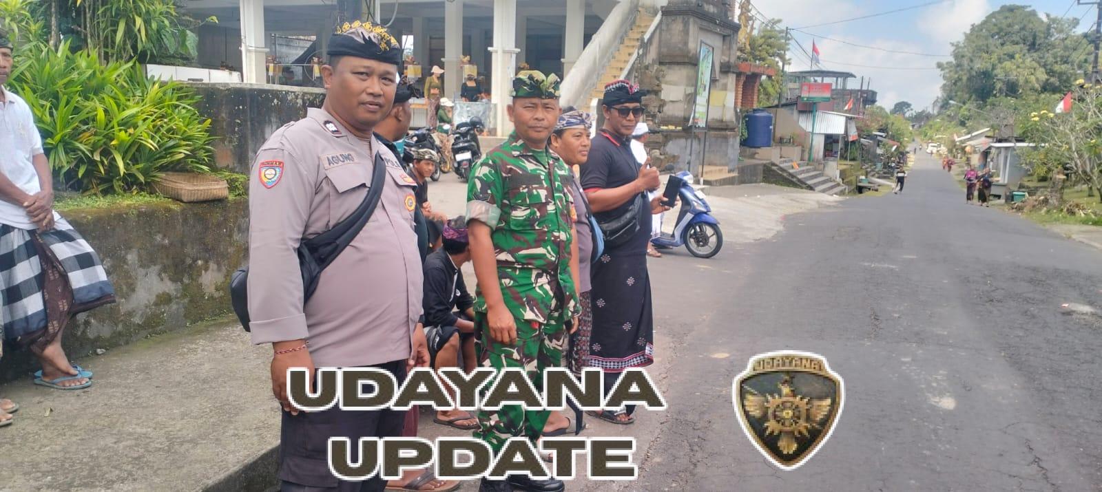 Sinergi Babinsa, Bhabinkamtibmas, dan Pecalang Sukseskan Pengamanan Upacara Ngaben di Desa Petak Kaja