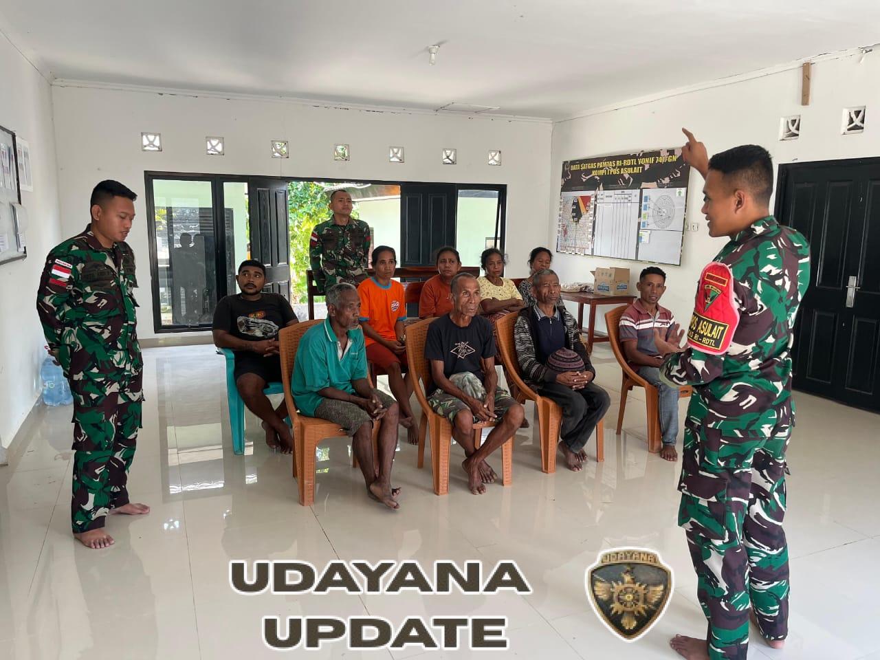 Satgas Pos Asulait Ajak Masyarakat Dusun Asulait Pahami Pengetahuan Tentang Batas Negara