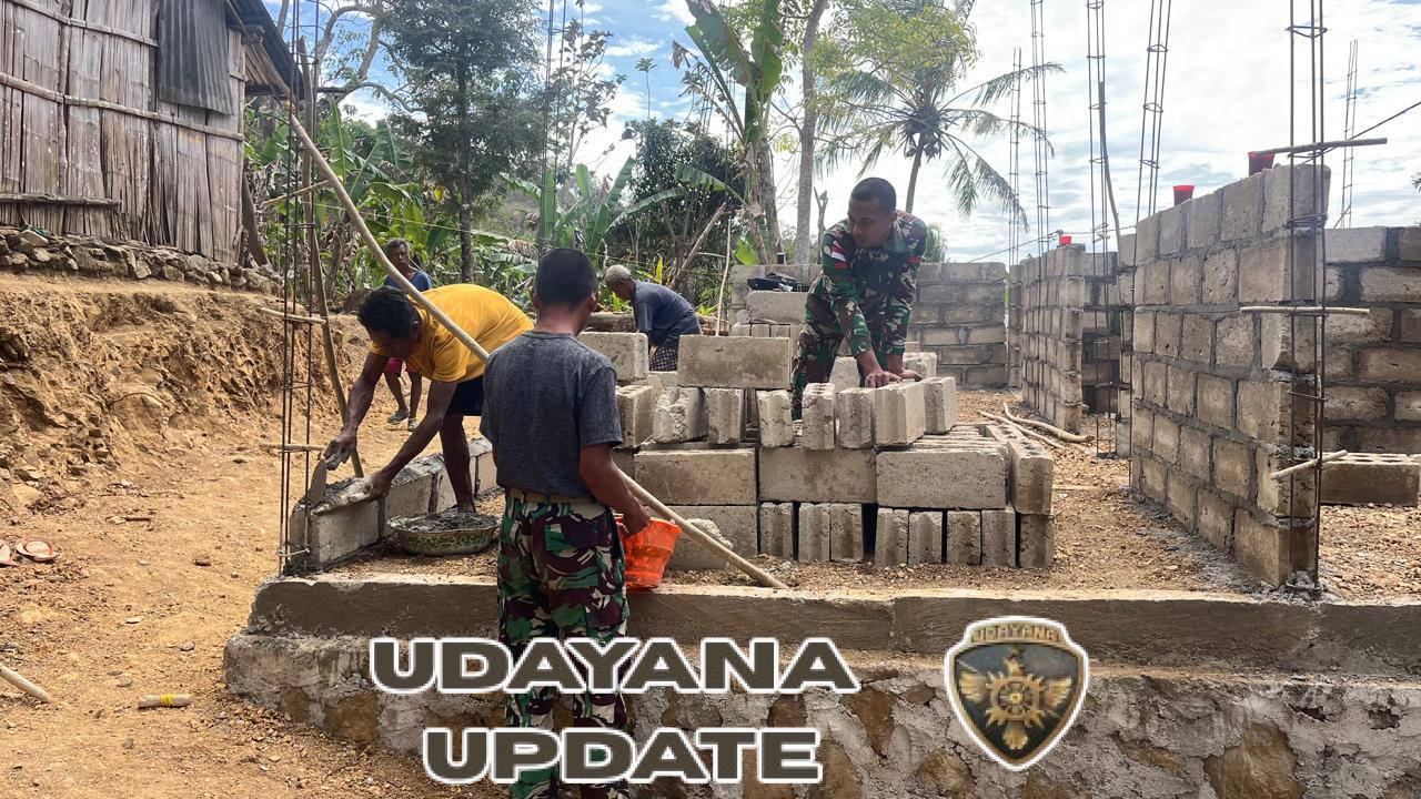 Satgas Pamtas RI-RDTL Hadirkan Kepedulian Lewat Pembangunan Rumah Warga