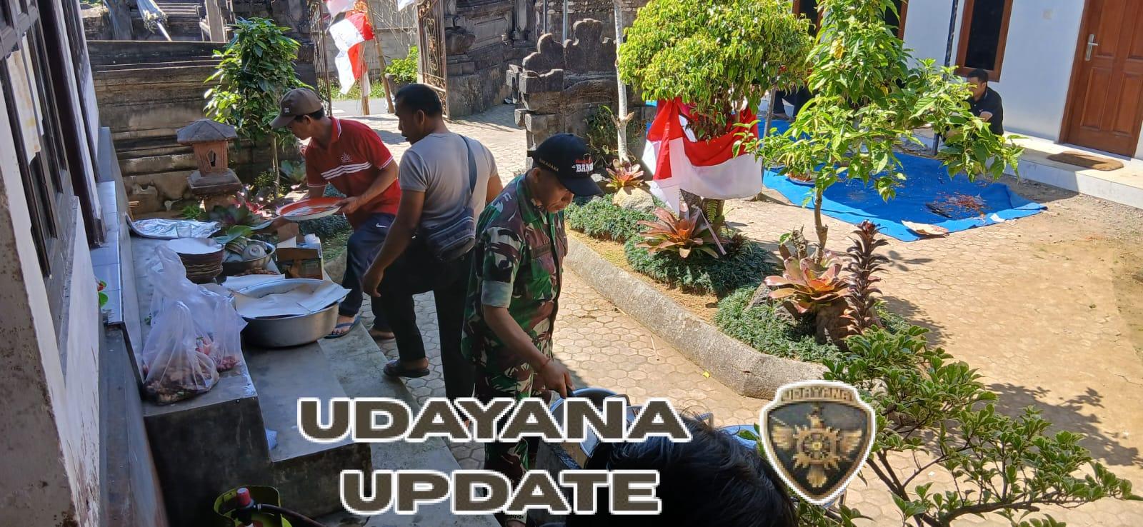 Babinsa Desa Abuan Bersama Perangkat Desa Kompak Laksanakan Persiapan Hari Saraswati