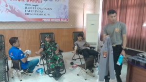Anggota Kodim 1628/KSB Turut Serta Donor Darah Dalam Rangka HUT Lalu Lintas ke-70.
