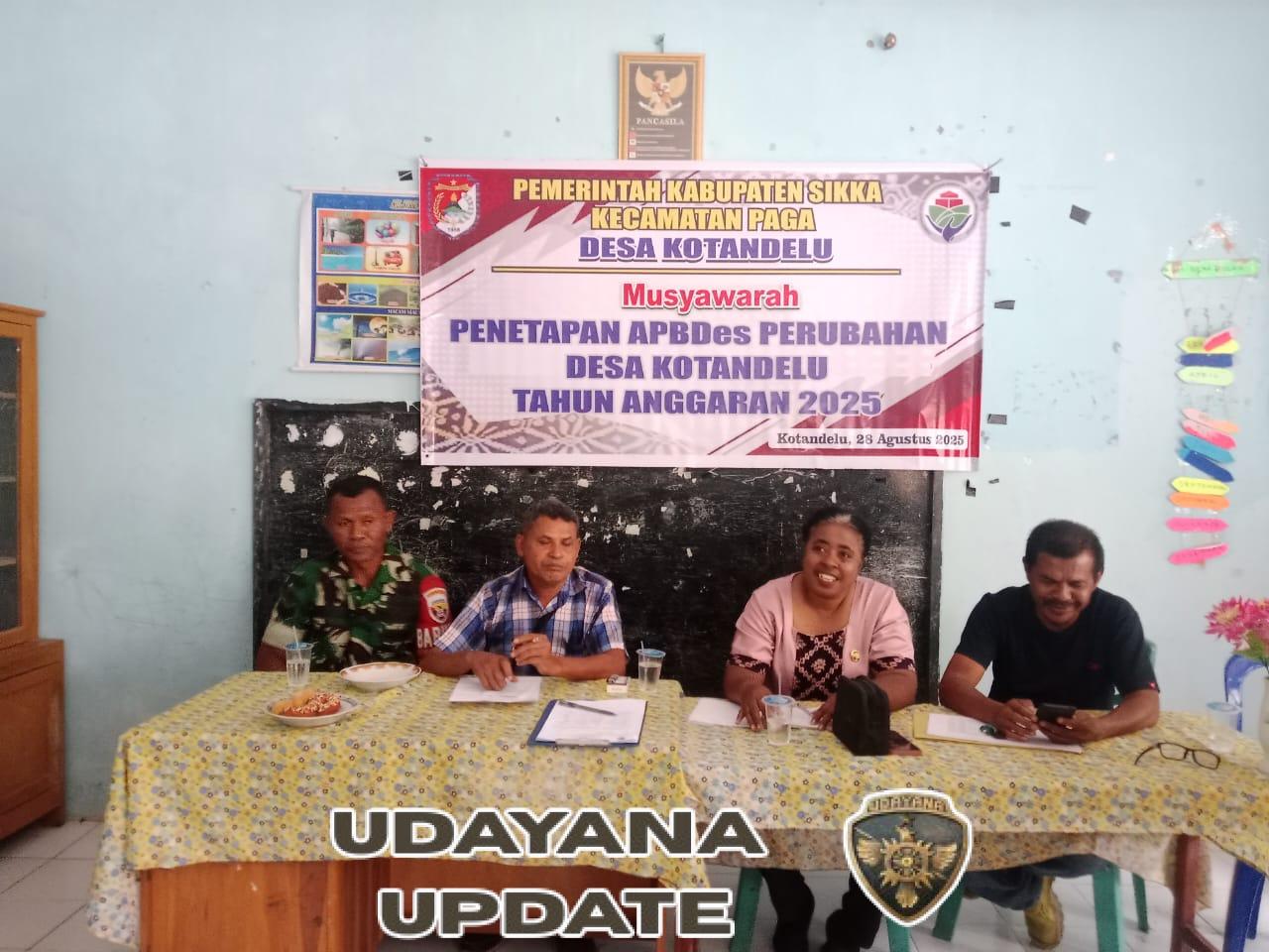 Babinsa Turut Serta Dalam Penetapan APBDes Perubahan 2025 di Desa Kotandelu, Kecamatan Paga