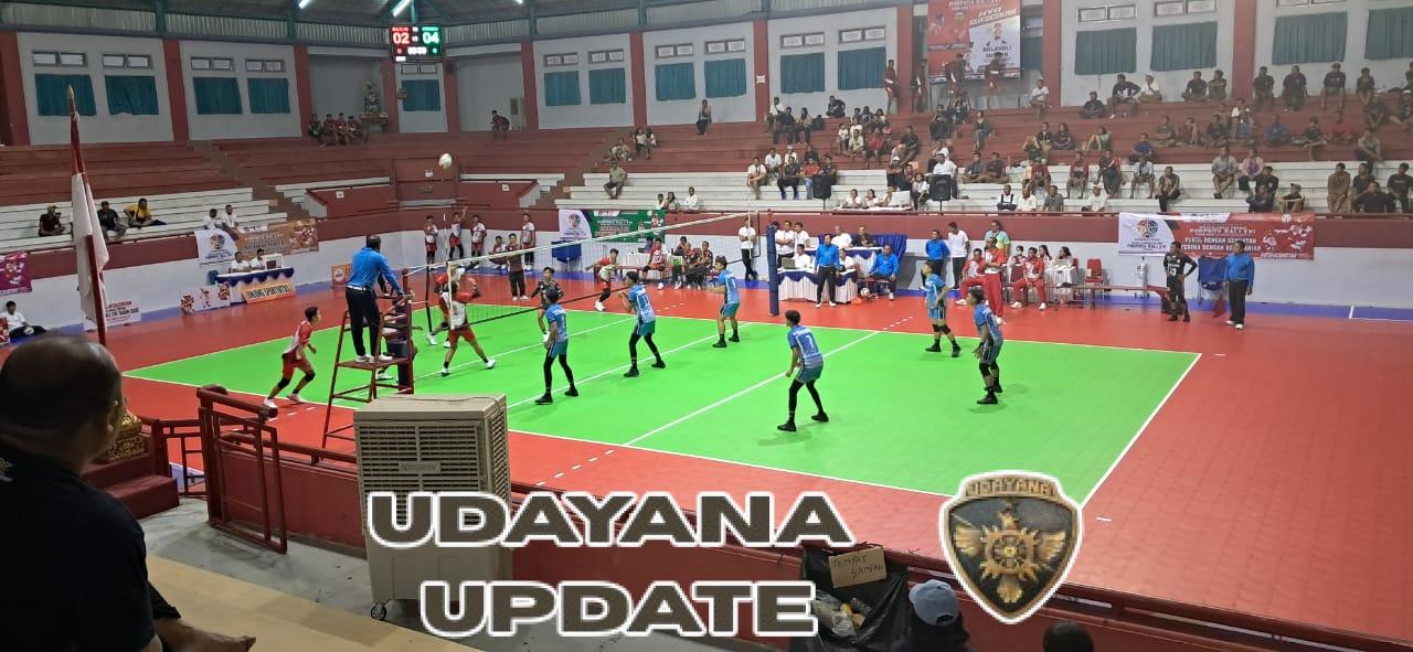 Anggota Kodim 1623/Karangasem turut amankan kejuaraan kejuaraan bola voli Porprov Bali XVI tahun 2025.