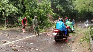Jalur Klungkung-Gianyar Terhambat Akibat Longsor, Aparat Gabungan Lakukan Penanganan
