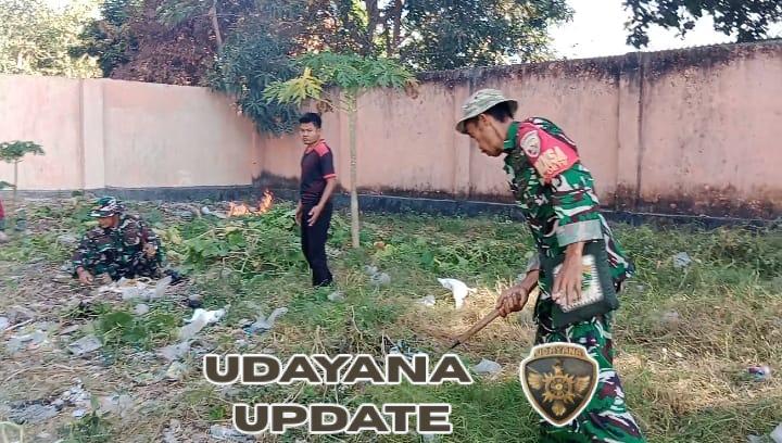 Koramil Lape Lopok Gandeng Sekolah dan Warga Jaga Kebersihan Lingkungan