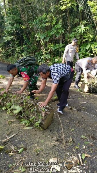 Koramil 1623-06/Selat melaksanakan kegiatan pemangkasan pohon yang berpotensi membahayakan pengendara