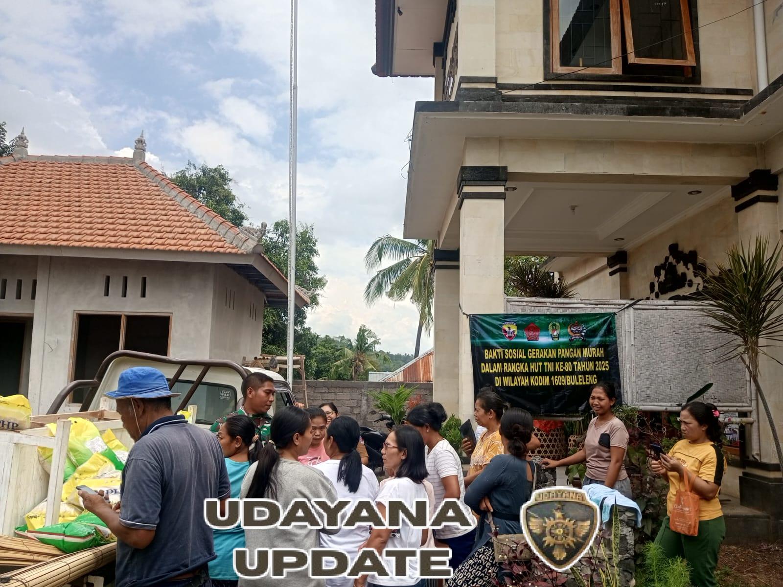 Sebanyak 2 Ton Beras Disalurkan, Warga Antusias Hadiri Gerakan Pangan Murah Kodim 1609-05/Sukasada