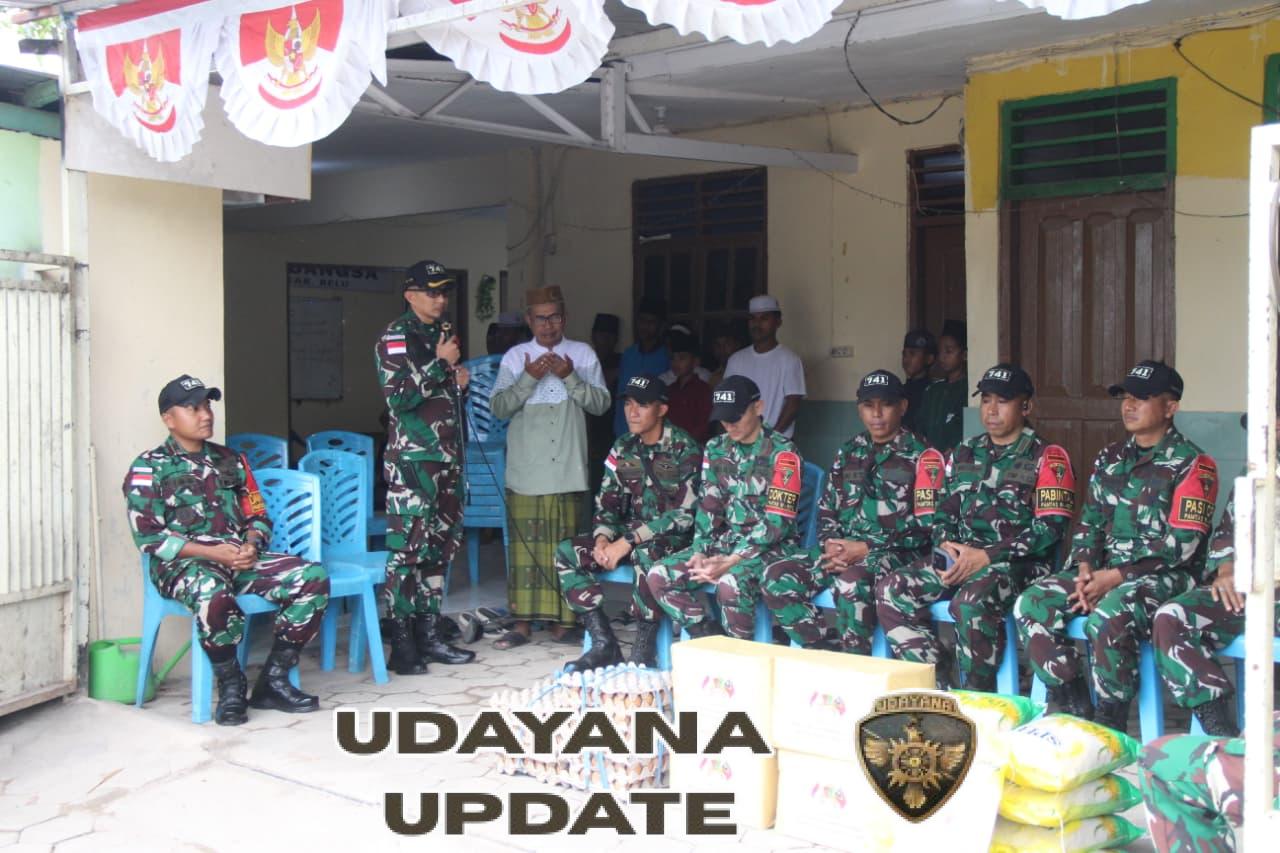 Jelang Purna Tugas,  Satgas Yonif 741/GN Berbagi Kasih Dengan Berikan Bantuan Sosial ke Panti Asuhan di Daerah Perbatasan