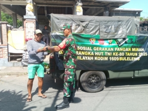 Kodim 1609/Buleleng Gelar Gerakan Pangan Murah di Desa Lokapaksa Sambut HUT TNI ke-80