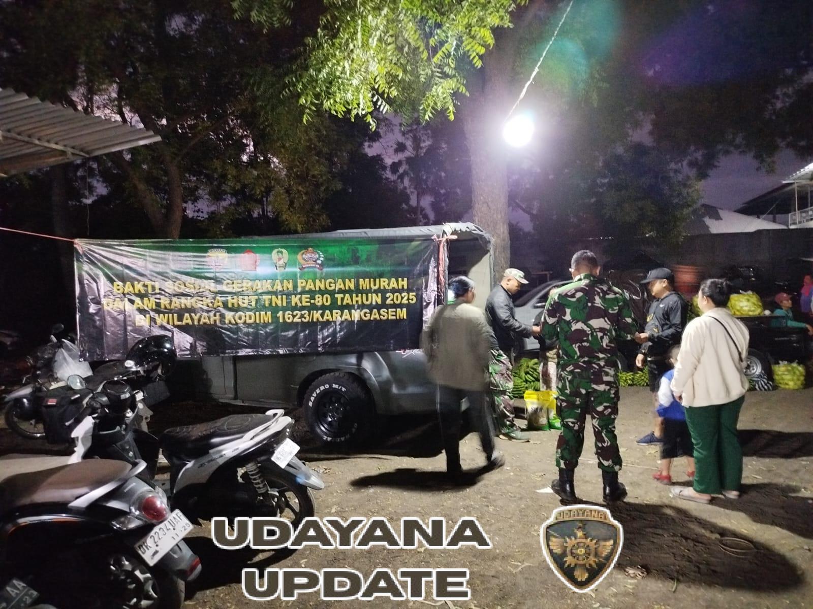 Babinsa Koramil 1623-08/Kubu gelar penjualan beras SPHP dalam rangka HUT TNI ke-80.