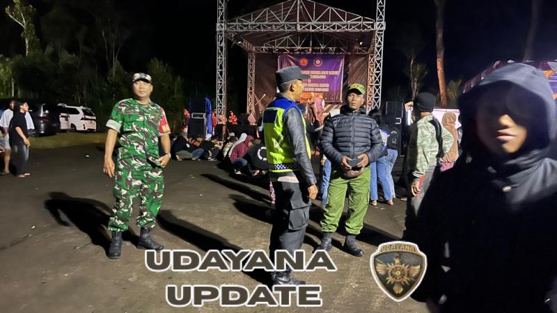 Babinsa Landih Bersinergi Amankan Pergelaran Musik dan Pelantikan Prajuru Desa Adat