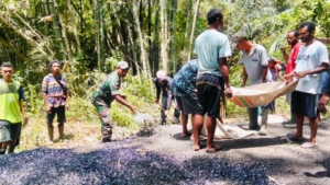 Babinsa Koramil Bajawa Dampingi Pembuatan Jalan Tani di Desa Masumeli