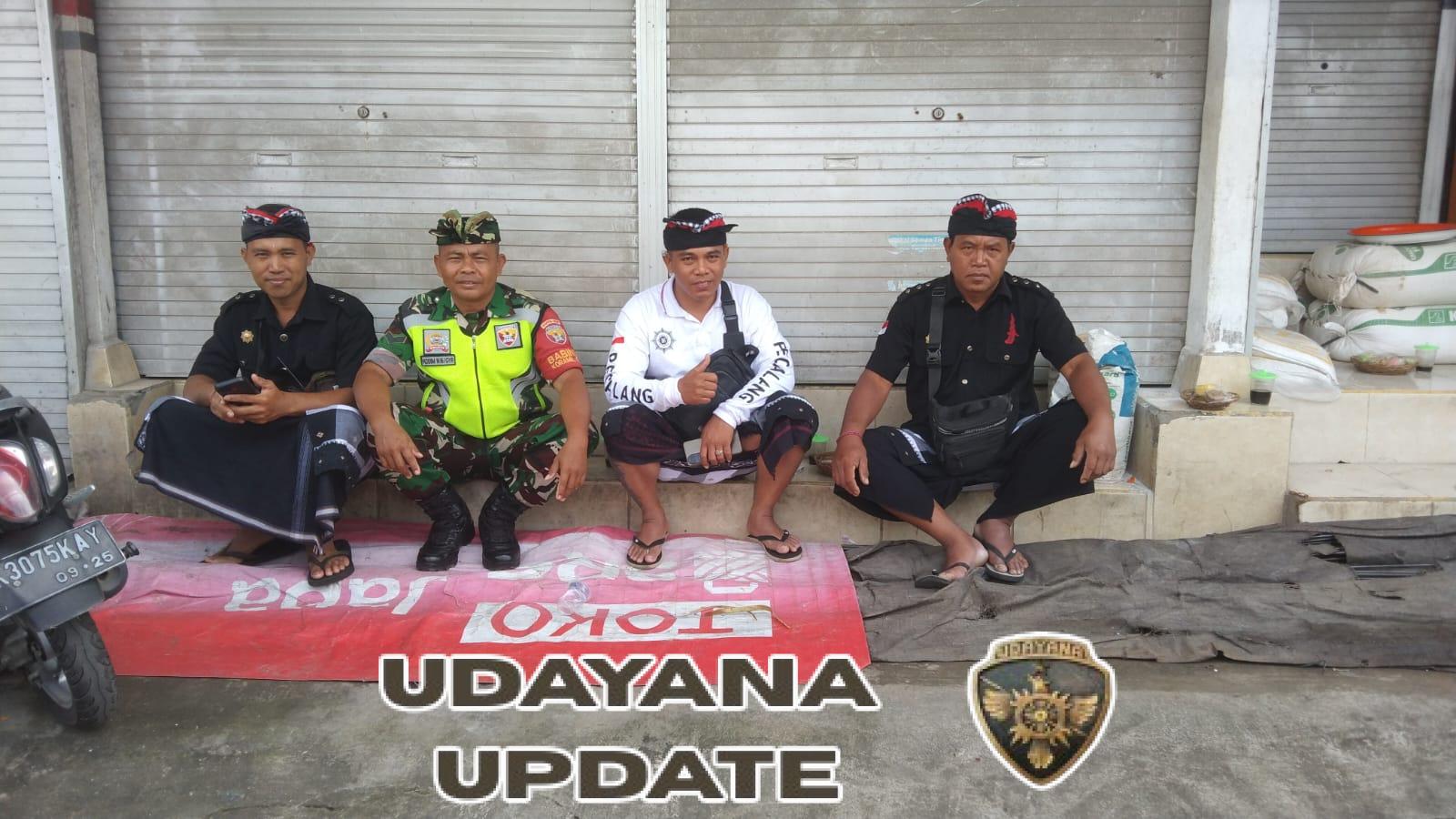 Babinsa Petak Kaja Bersama Pecalang Amankan Upacara Dewa Yadnya di Banjar Padpadan