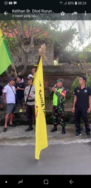 Babinsa Batubulan Kangin Amankan Jalan Sehat HUT ke-55 ST Karya Yasa