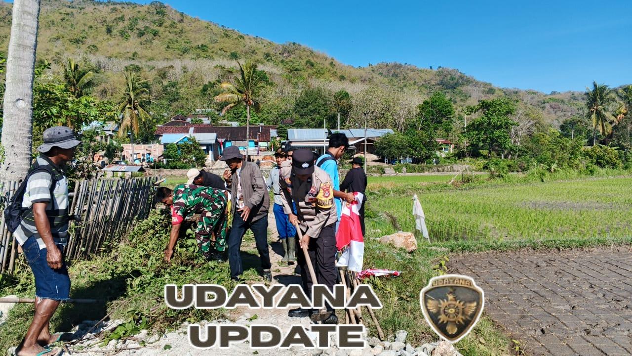 Babinsa Kelurahan Menala Gelar Gotong Royong Bersama Petani, Sambut Kunjungan Gubernur NTB