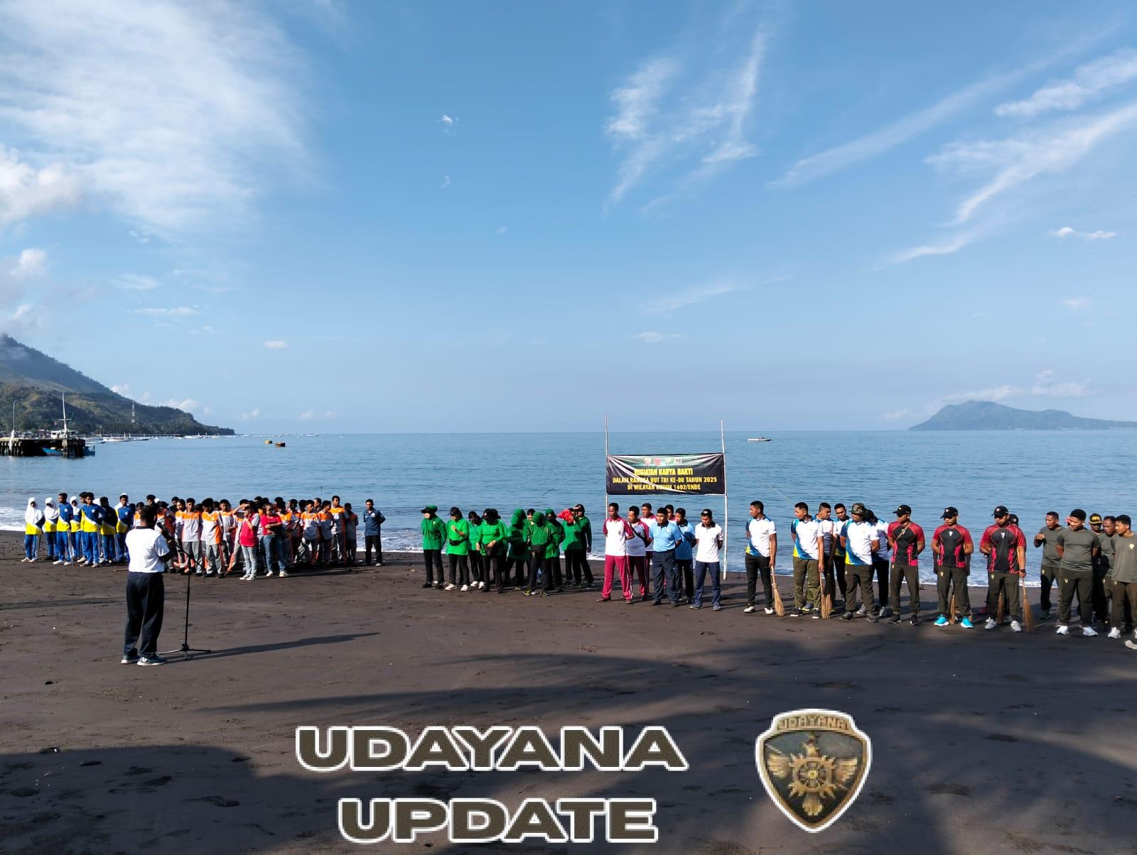 Dandim 1602/Ende Pimpin Karya Bakti Peringati HUT TNI ke-80, Ketua Persit Turut Berpartisipasi