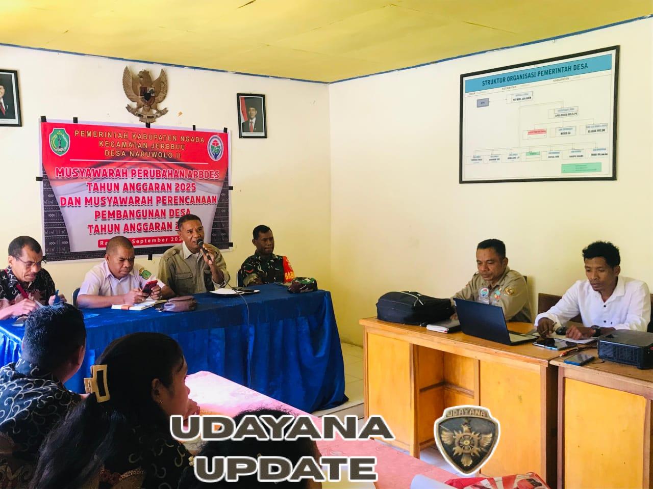 Babinsa Jerebuu Hadiri Musyawarah Pembahasan RKPDes dan APBDes Naruwolo II