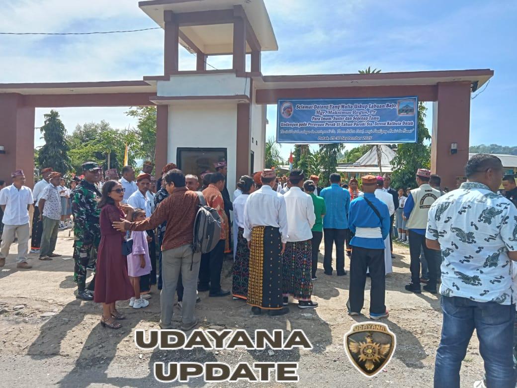 Babinsa Koramil 1630-02/Lembor Amankan Kunjungan Pastoral Uskup di Perayaan 25 Tahun Paroki Santa Teresa Calcuta Datak