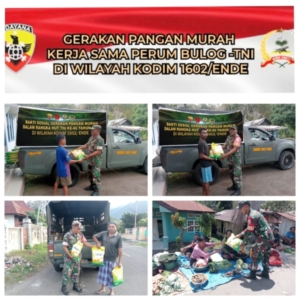 TNI Bantu Stabilkan Harga Pangan, Kodim 1602/Ende Distribusikan Beras Murah ke Warga