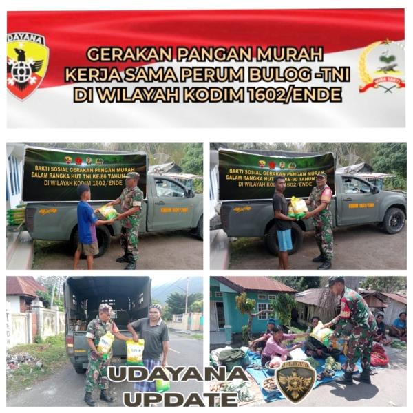 TNI Bantu Stabilkan Harga Pangan, Kodim 1602/Ende Distribusikan Beras Murah ke Warga