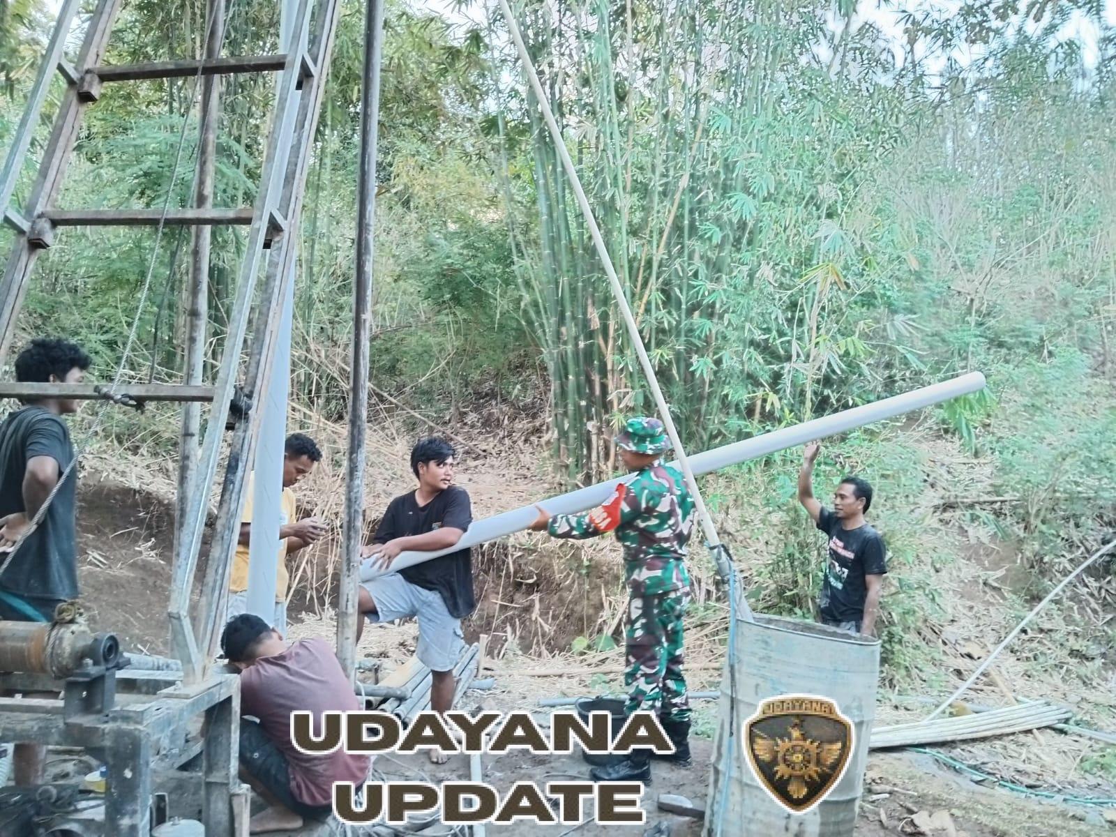 Dukungan Babinsa, Sumur Bor Hadir untuk Warga Lembar