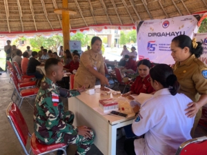 Sinergi Satgas Pamtas dan PMI TTU pada Kegiatan Donor Darah di Wini