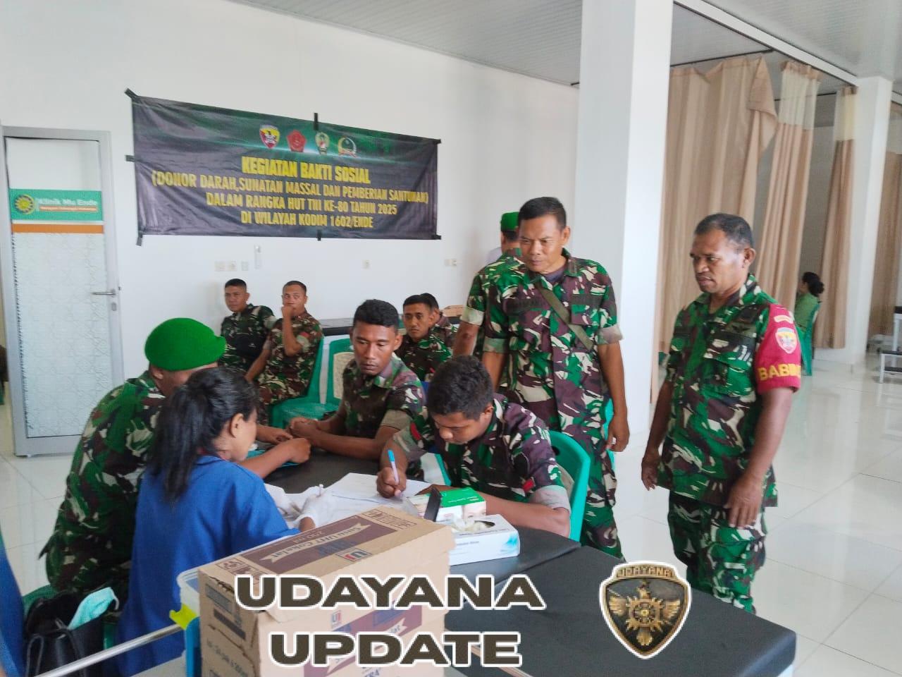 Babinsa Kodim 1602/Ende Aktif Dukung Kegiatan Donor Darah HUT ke-80 TNI