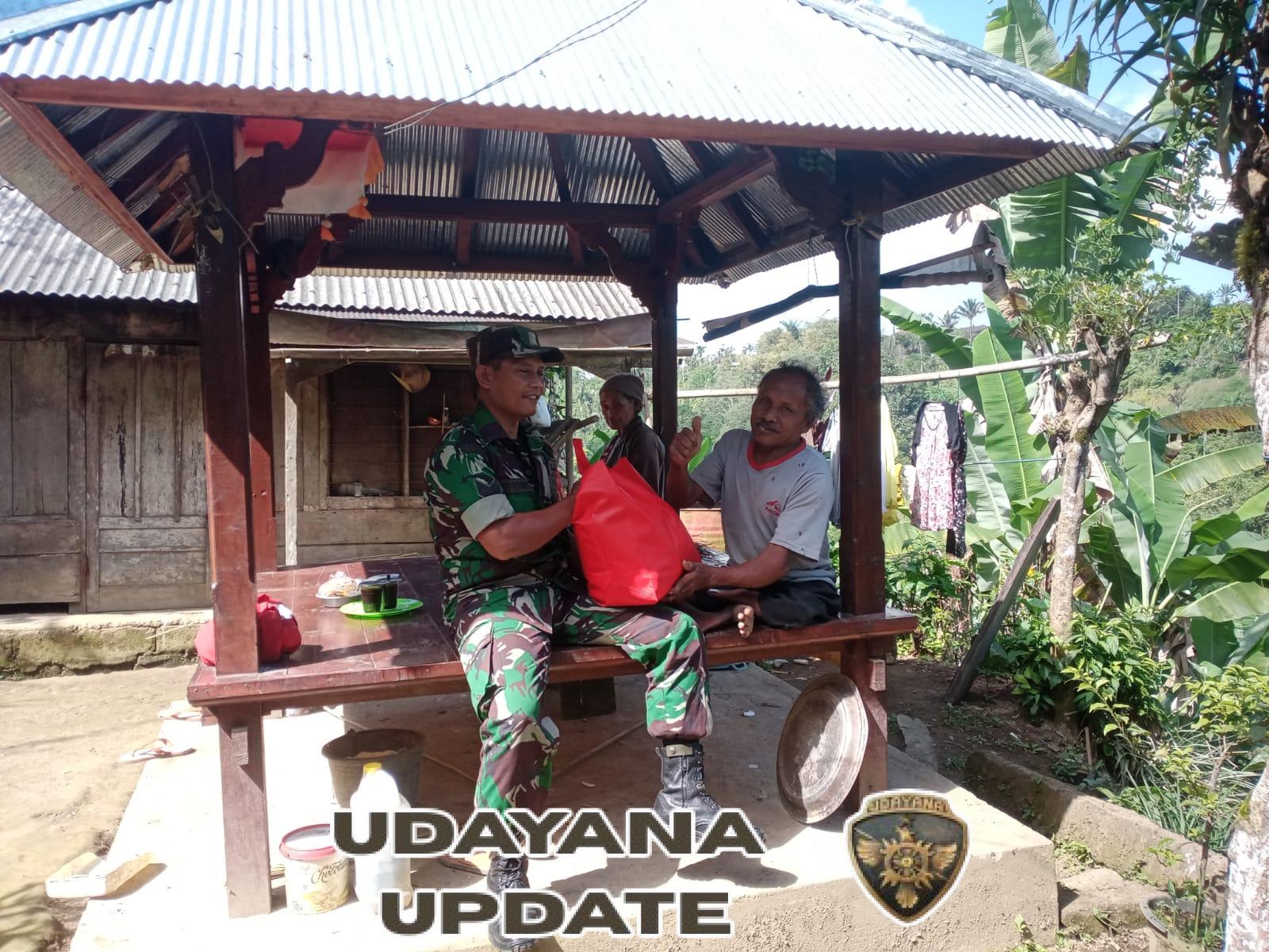 Babinsa Desa Binyan Salurkan Bantuan Sembako Kodim 1626/Bangli Sambut HUT TNI ke-80