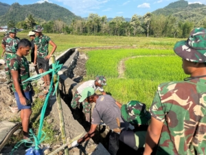 Satgas TMMD ke-126 Kodim 1625/Ngada Tuntaskan Hampir Setengah Proyek Irigasi di Riung Barat