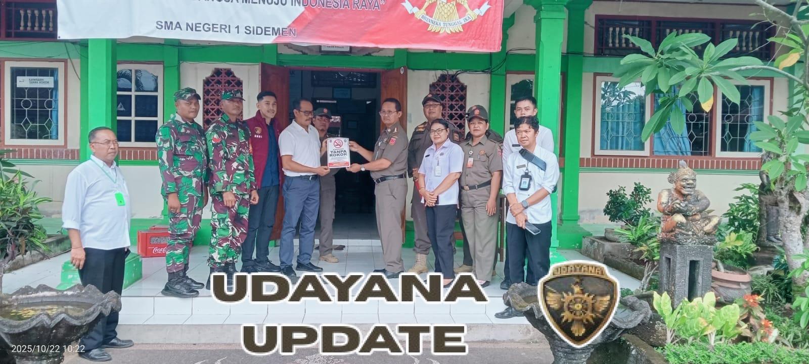 Bersama instansi terkait Personel Kodim 1623/Karangasem melaksanakan sidak Kawasan Tanpa Rokok.