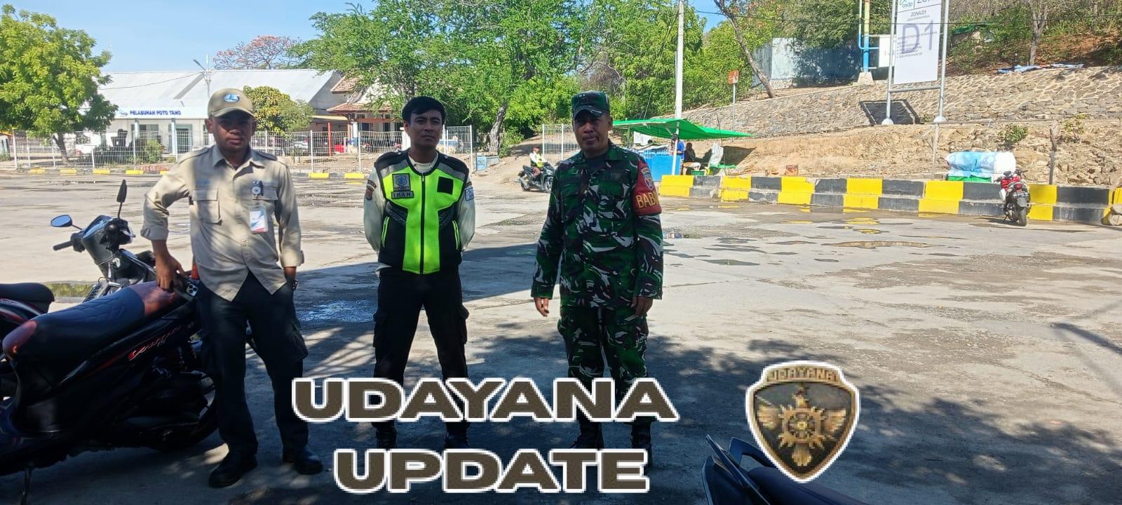 TNI AD Hadir di Tengah Masyarakat, Babinsa Poto Tano Kawal Keamanan Pelabuhan Penyeberangan
